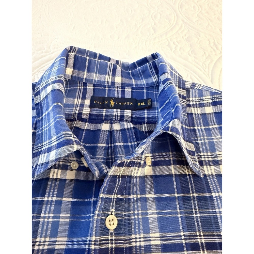 Polo Ralph Lauren Men's Blue Plaid Button-Down Shirt In Classic Fit XXL - Picture 5 of 8
